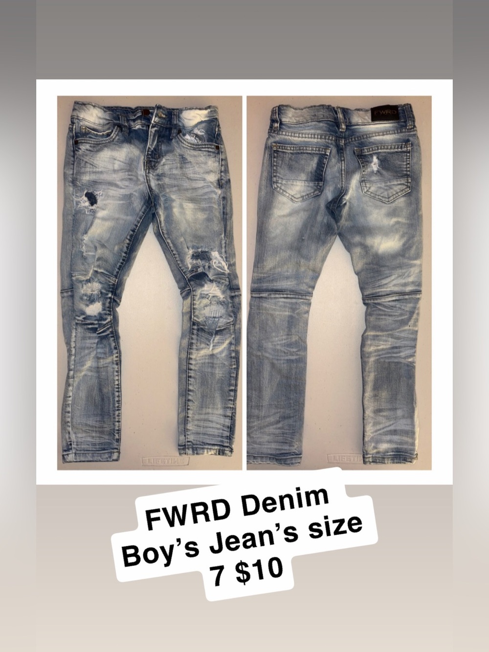 FWRD Boys' Light Blue Distressed Jeans